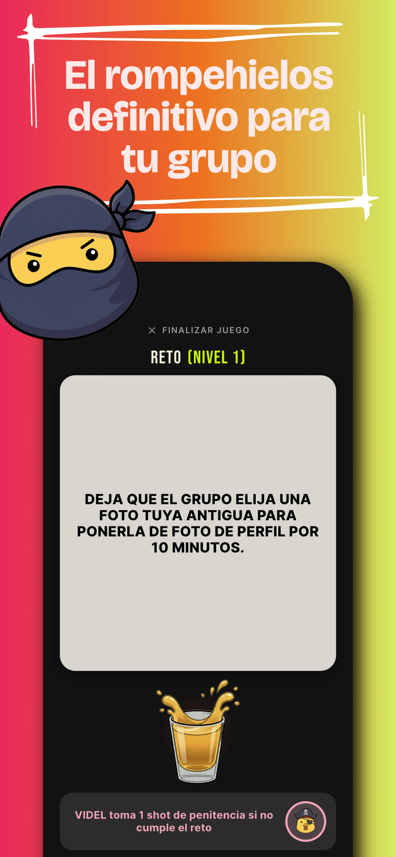 Carta de reto en Gallina o Te Atreves